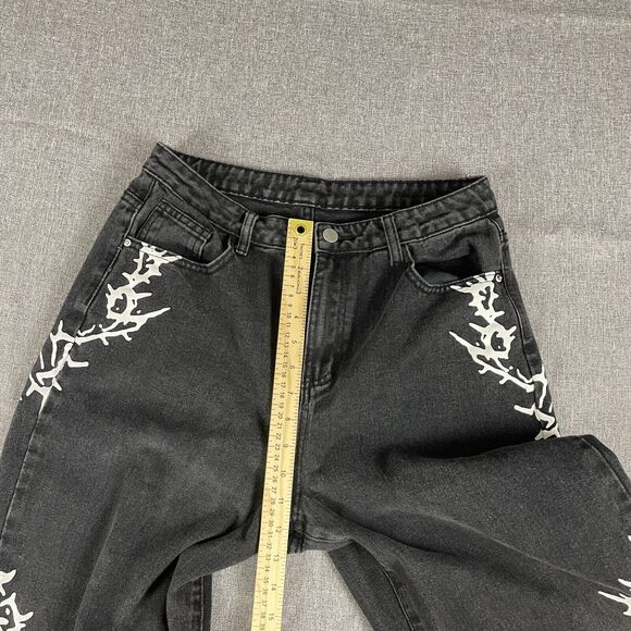 EZwear Jeans L Loose Relaxed High Waist Lightning Y2K Style Skater Goth Punk - Picture 10 of 12